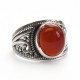 Stunning Red Onyx Cabochon 925 Sterling Silver Ring