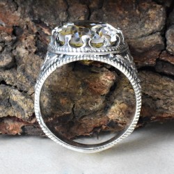 Pretty !! Citrine Stone 925 Sterling Silver Ring 