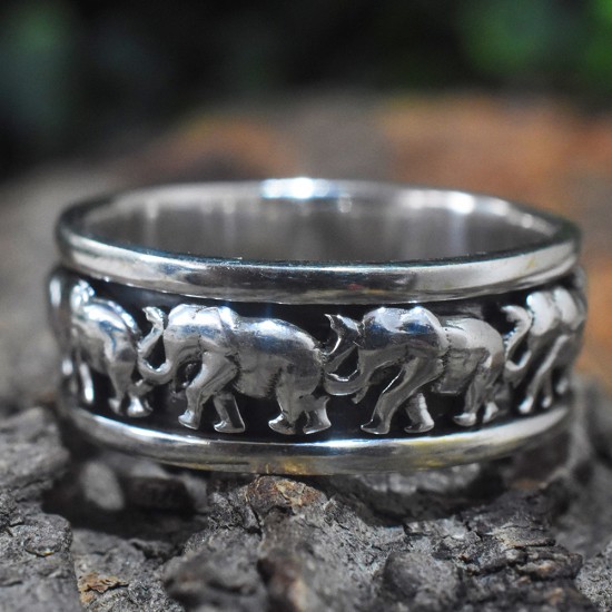 Elephant Shape Fidget Spinner 925 sterling silver Band