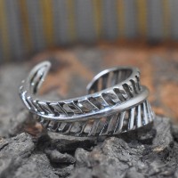 Old Leaf Design Plain 925 Sterling Silver Ring