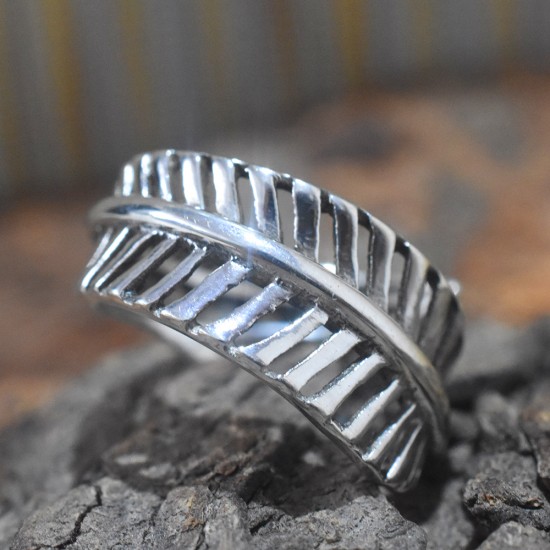 Old Leaf Design Plain 925 Sterling Silver Ring