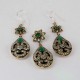 Self Control !! Green Onyx, White CZ 925 Sterling Silver Jewelry Set With Brass