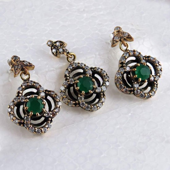 Turkish Jewelry !! 925 Sterling Silver Set with Brass