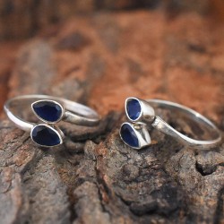 Beautiful Blue Stone C.Z 925 Sterling Silver Toe Ring 