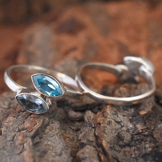 Beautiful Blue C.Z 925 Sterling Silver Toe Ring 