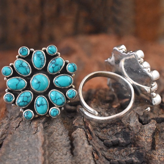 Green Turquoise 925 Sterling Silver Toe Ring 