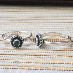 Beautiful !! Green C.Z Stone 925 Sterling Silver Toe Ring 