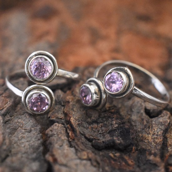 Beautiful Pink C.Z 925 Sterling Silver Toe Ring