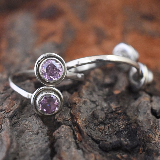 Beautiful Pink C.Z Stone 925 Sterling Silver Toe Ring