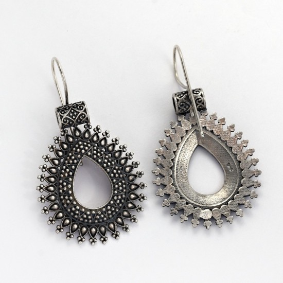 925 Sterling Plain Silver Antique Oxidized Drop Dangle Earring Women Jewelry
