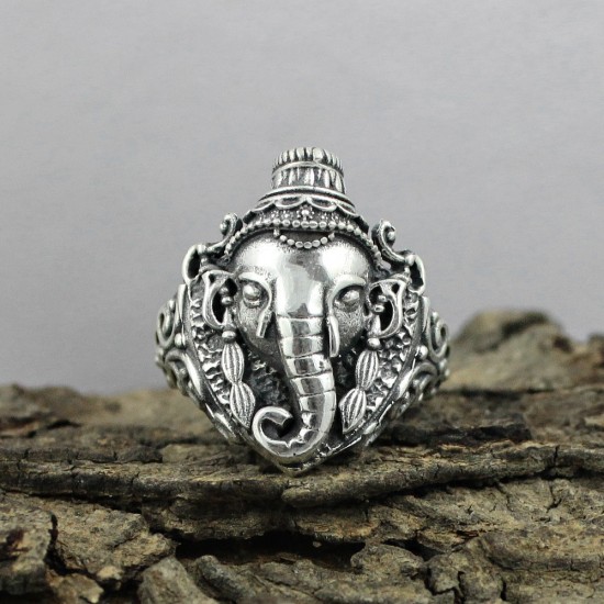 925 Sterling Plain Silver Handmade Elephant Design Ring Jewelry