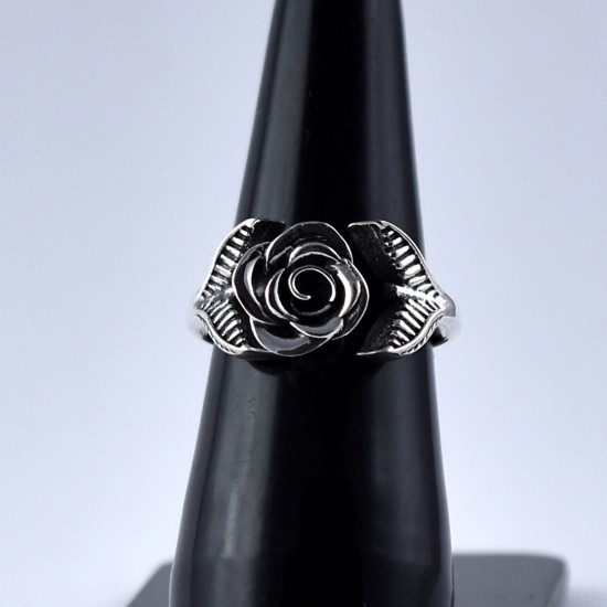 925 Sterling Plain Silver ROSE Design Oxidized Silver Ring Jewellery Exporter Manufacture Silver Ring Jewellery