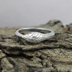 925 Sterling Plain Silver Snake Design Ring Jewelry