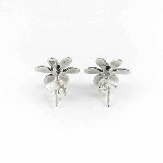 925 Sterling Silver Citrine Stone Flower Design Stud Earring Jewelry