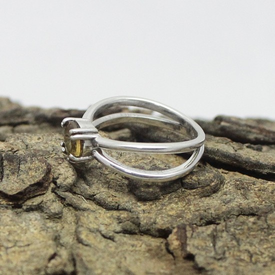 Round Shape Citrine Gemstone 925 Sterling Silver Ring