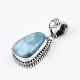 925 Sterling Silver Handmade Natural Larimar Pendant Triangle Shape Birthstone Jewellery Gift For Her