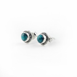 925 Sterling Silver Natural Turquoise Stud Earring Jewelry