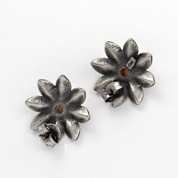 925 Sterling Silver Oxidized Stud Earring Garnet Gemstone Handmade Jewelry