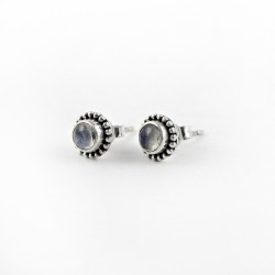 925 Sterling Silver White Rainbow Moonstone Stud Earring Jewelry