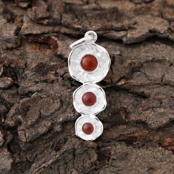 925 Sterling Silver Red Onyx Round Shape Indian Silver Pendant Jewelry