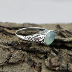 Morning Frost !! Chalcedony 925 Sterling Silver Ring Jewelry