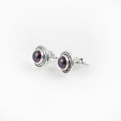 925 Sterling Silver Stud Earring Garnet Gemstone Women Jewelry