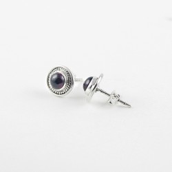 925 Sterling Silver Stud Earring Garnet Gemstone Women Jewelry