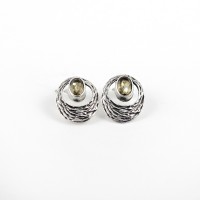 925 Sterling Silver Yellow Citrine Stud Earring Handmade Jewelry