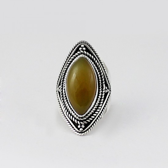 925 Sterling Silver Natural Yellow Onyx Gemstone Ring Jewelry