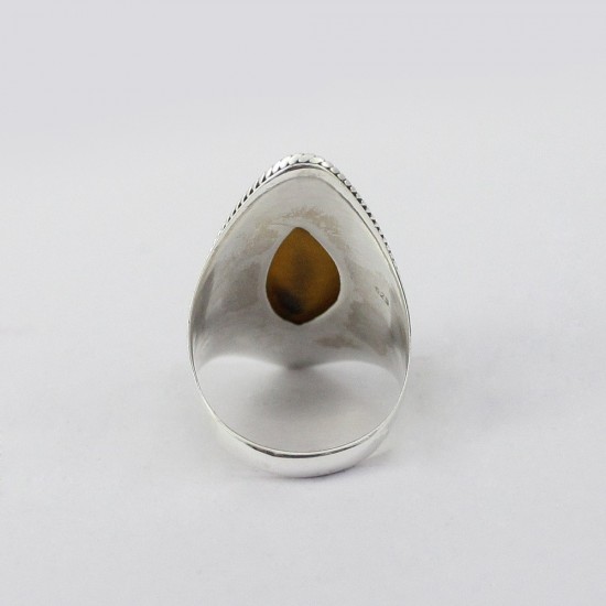 925 Sterling Silver Natural Yellow Onyx Gemstone Ring Jewelry