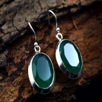 925 Sterling Solid Silver Drop Dangle Earring Green Onyx Earring Women Fashion Jewellery