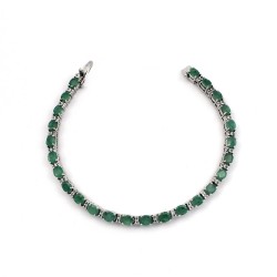 Emerald American Diamond Bracelet Oval Shape 925 Sterling Silver Jewelry