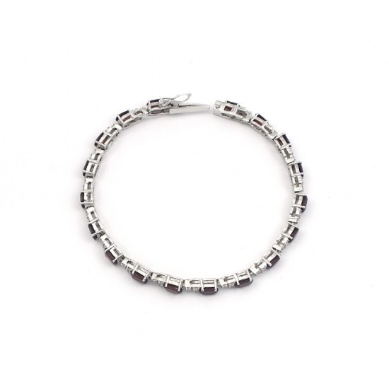 Garnet American Diamond 925 Sterling Silver Handmade Bracelet Jewelry