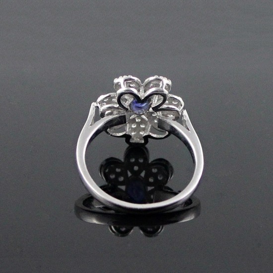American Diamond Kyanite 925 Sterling Silver Rhodium Plated Ring Jewelry