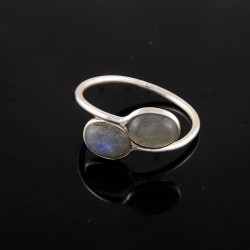 Labradorite Oval Shape Silver Gemstone Ring