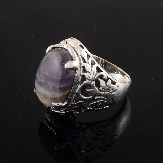 Amethyst Gemstone Silver Jewelry Handmade Silver Ring