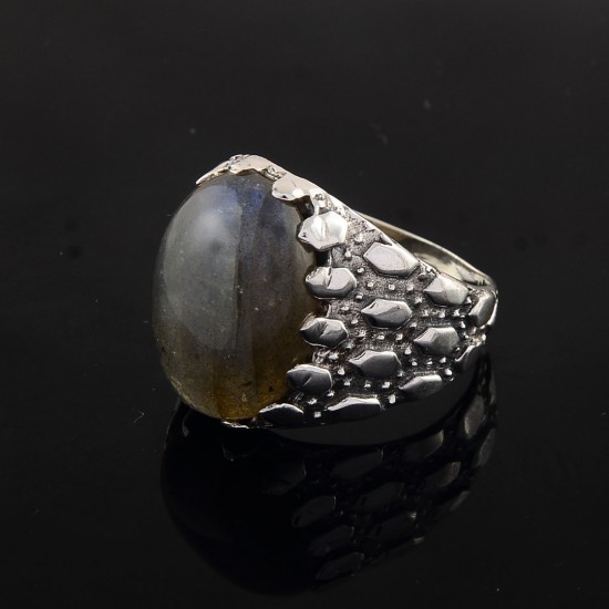 Labradorite Gemstone 925 Sterling Silver Ring Labradorite Bezel Setting Indian Handmade Silver Ring