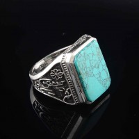 Turquoise Rectangle Shape Indian 925 Silver Ring Handmade Silver Ring Turquoise !! 925 Sterling Silver Ring Jewelry 
