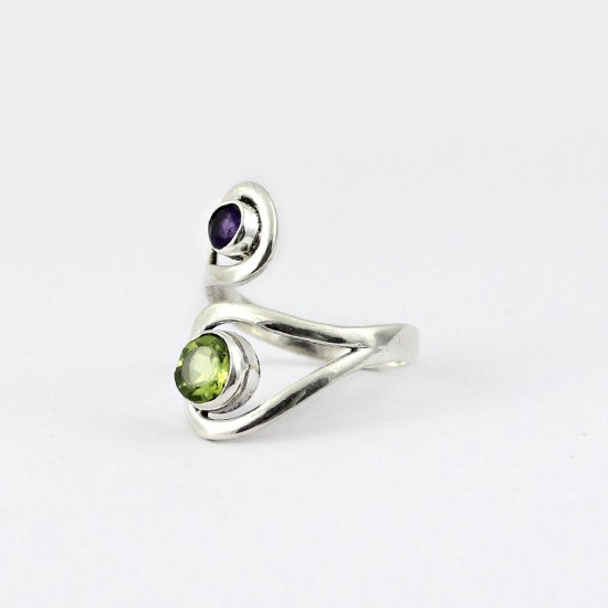 Alluring Amethyst Peridot 925 Sterling Silver Ring Birthstone Ring Jewellery Gift For Her