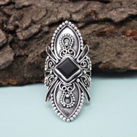 Alluring Black Onyx 925 Sterling Silver Ring Handmade Jewelry