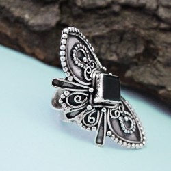 Alluring Black Onyx 925 Sterling Silver Ring Handmade Jewelry