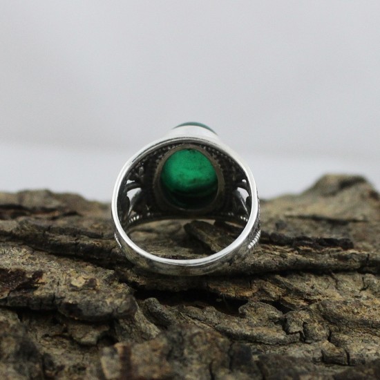 Natural Green Onyx Gemstone 925 Sterling Silver Ring Jewelry