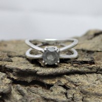 Black Rainbow Labradorite 925 Sterling Silver Prong Setting Ring Jewelry