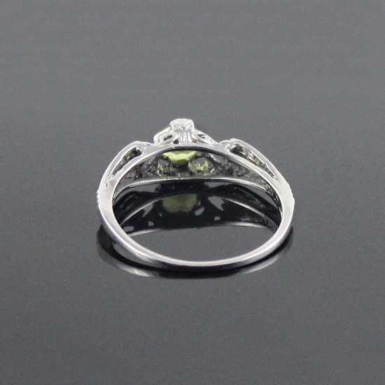 Beautiful Style !! Peridot 925 Sterling Silver Rhodium Plated Ring