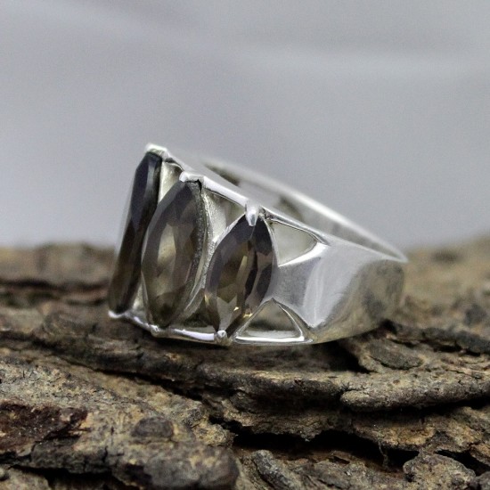 All Of Us !! Smoky Quartz 925 Sterling Silver Ring