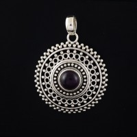 Amethyst 925 Sterling Silver Circle Design Handmade Pendant Jewelry