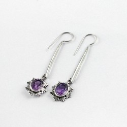 Beautiful Purple Amethyst 925 Sterling Silver Earring