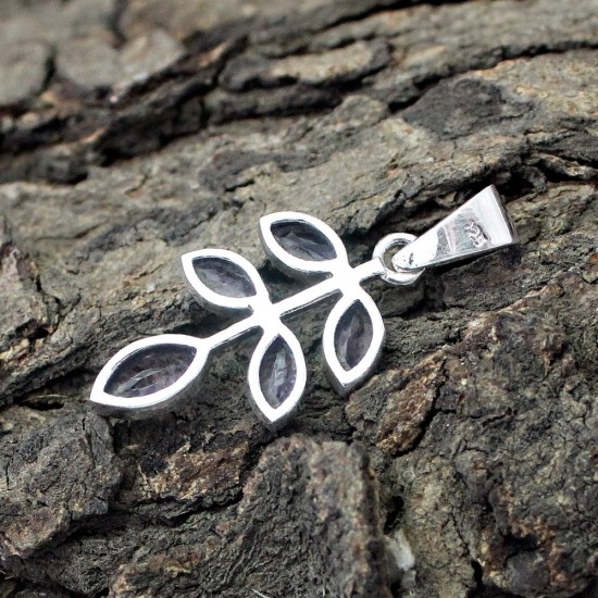 Leaf !! Design Amethyst 925 Sterling Silver Pendant Jewelry