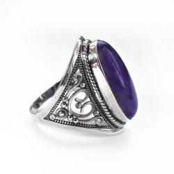 Amethyst Gemstone 925 Sterling Silver Solitaire Ring Jewelry