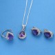 Amethyst American Diamond Ring Earring Jewelry Set 925 Sterling Silver Rhodium Polished Jewelry Set For Her